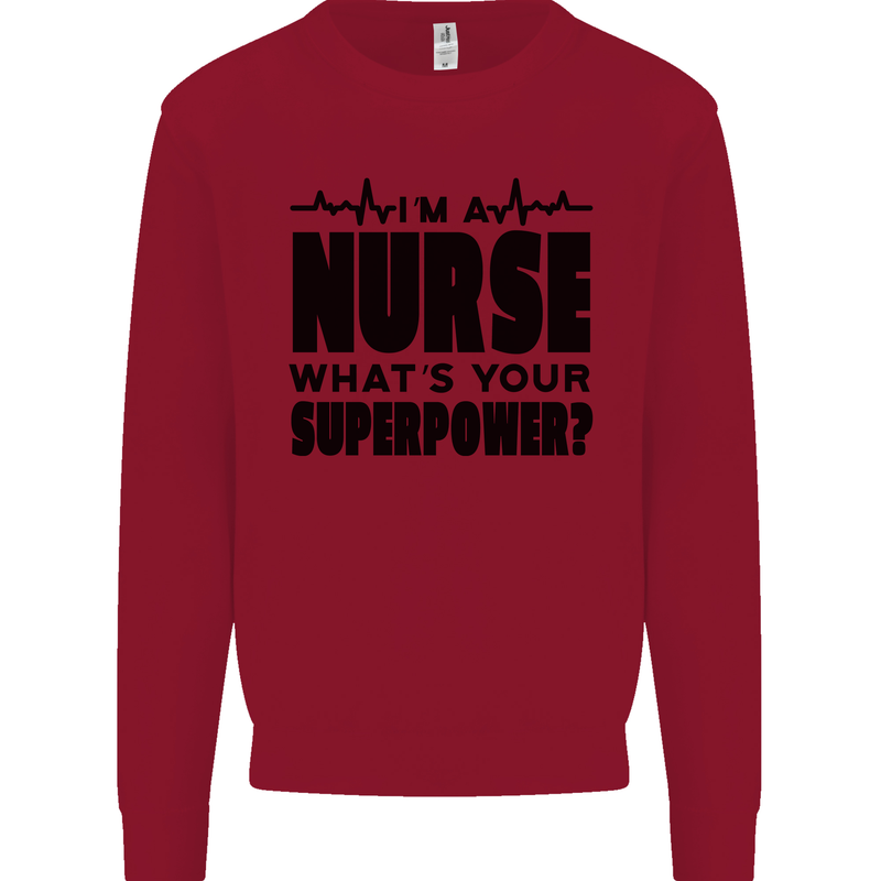 Im a Nurse Whats Your Superpower Nursing Kids Sweatshirt Jumper Red