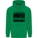 Im a Nurse Whats Your Superpower Nursing Mens 80% Cotton Hoodie Irish Green