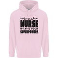 Im a Nurse Whats Your Superpower Nursing Mens 80% Cotton Hoodie Light Pink