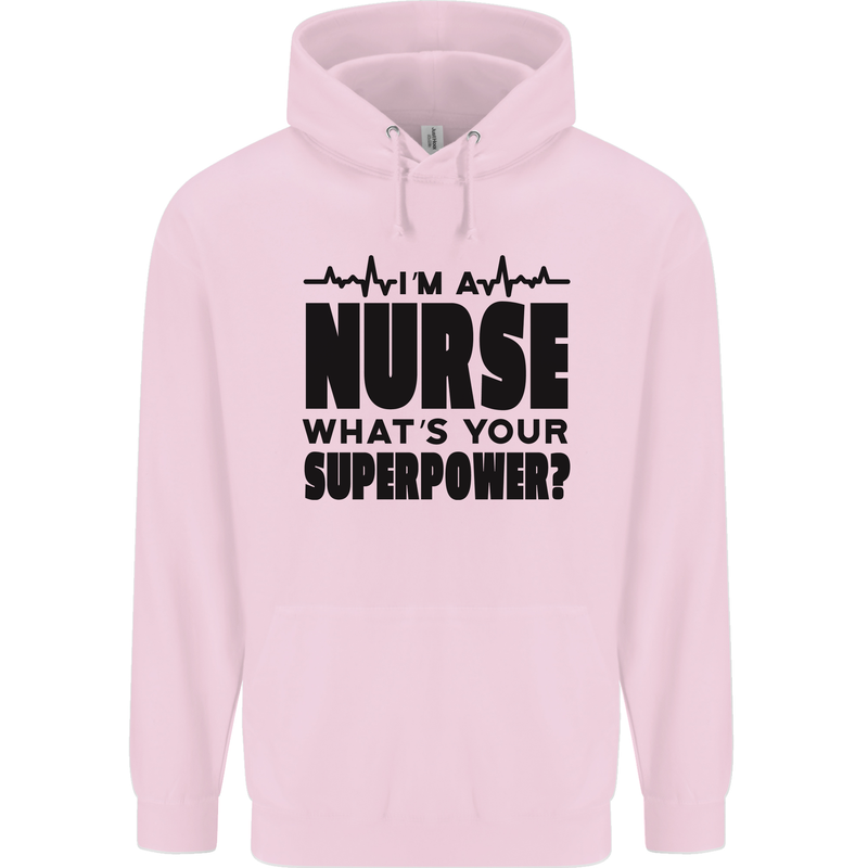 Im a Nurse Whats Your Superpower Nursing Mens 80% Cotton Hoodie Light Pink