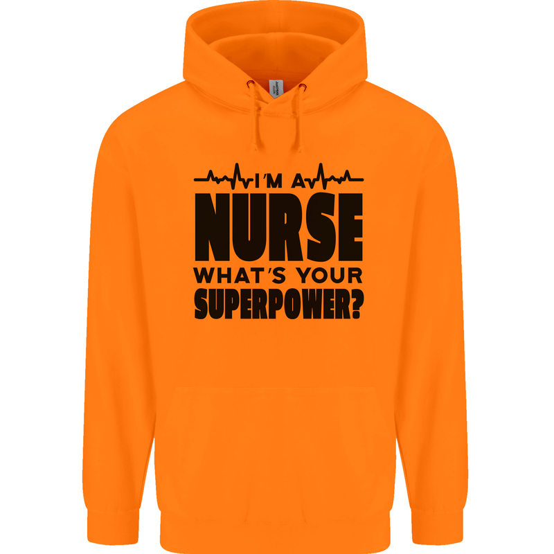 Im a Nurse Whats Your Superpower Nursing Mens 80% Cotton Hoodie Orange