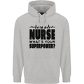 Im a Nurse Whats Your Superpower Nursing Mens 80% Cotton Hoodie Sports Grey