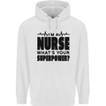 Im a Nurse Whats Your Superpower Nursing Mens 80% Cotton Hoodie White