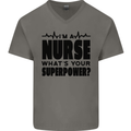 Im a Nurse Whats Your Superpower Nursing Mens V-Neck Cotton T-Shirt Charcoal