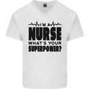 Im a Nurse Whats Your Superpower Nursing Mens V-Neck Cotton T-Shirt White