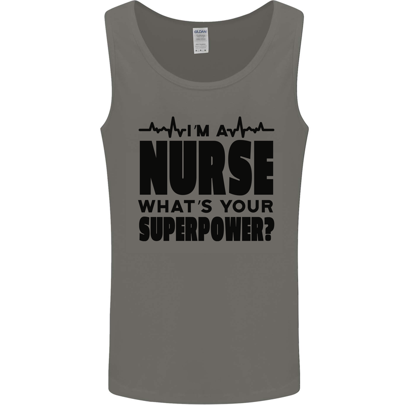 Im a Nurse Whats Your Superpower Nursing Mens Vest Tank Top Charcoal