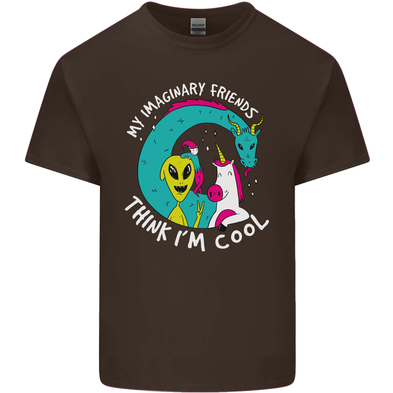 Imaginary Friends Alien Dragon Unicorn Mens Cotton T-Shirt Tee Top Dark Chocolate
