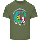 Imaginary Friends Alien Dragon Unicorn Mens Cotton T-Shirt Tee Top Military Green