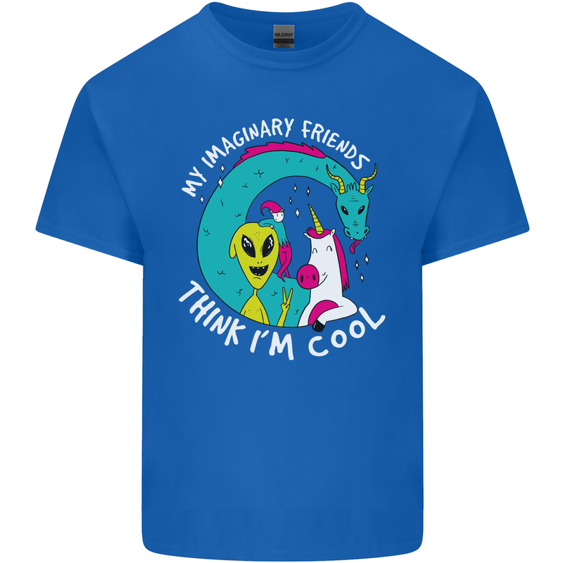 Imaginary Friends Alien Dragon Unicorn Mens Cotton T-Shirt Tee Top Royal Blue