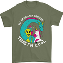 Imaginary Friends Alien Dragon Unicorn Mens T-Shirt 100% Cotton Military Green