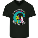 Imaginary Friends Alien Dragon Unicorn Mens V-Neck Cotton T-Shirt Black