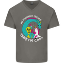 Imaginary Friends Alien Dragon Unicorn Mens V-Neck Cotton T-Shirt Charcoal