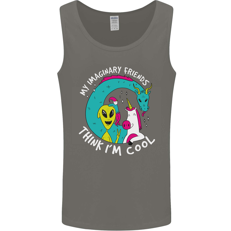 Imaginary Friends Alien Dragon Unicorn Mens Vest Tank Top Charcoal