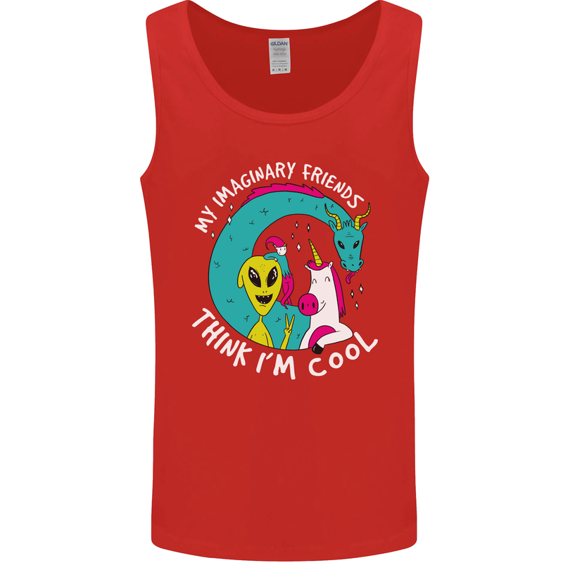 Imaginary Friends Alien Dragon Unicorn Mens Vest Tank Top Red