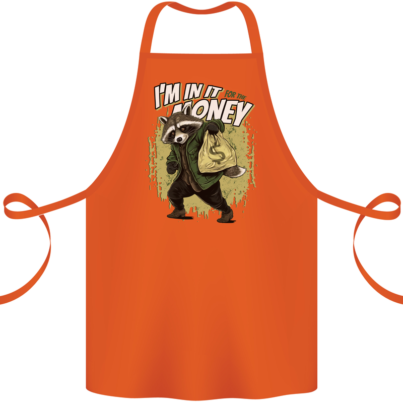 In It for the Money Cash Raccoon Funny Cotton Apron 100% Organic Orange