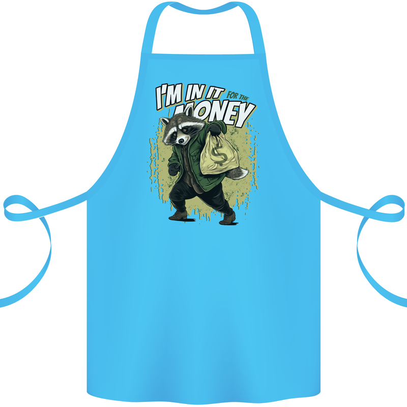 In It for the Money Cash Raccoon Funny Cotton Apron 100% Organic Turquoise