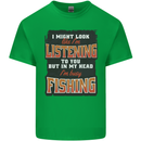 In My Head I'm Busy Fishing Fisherman Funny Kids T-Shirt Childrens Irish Green