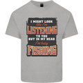 In My Head I'm Busy Fishing Fisherman Funny Kids T-Shirt Childrens Sports Grey