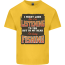 In My Head I'm Busy Fishing Fisherman Funny Kids T-Shirt Childrens Yellow