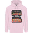 In My Head I'm Busy Fishing Fisherman Funny Mens 80% Cotton Hoodie Light Pink