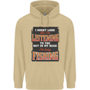 In My Head I'm Busy Fishing Fisherman Funny Mens 80% Cotton Hoodie Sand