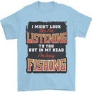 In My Head I'm Busy Fishing Fisherman Funny Mens T-Shirt 100% Cotton Light Blue