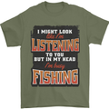In My Head I'm Busy Fishing Fisherman Funny Mens T-Shirt 100% Cotton Military Green