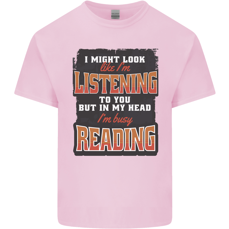 In My Head I'm Busy Reading Bookworm Kids T-Shirt Childrens Light Pink