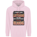 In My Head I'm Busy Reading Bookworm Mens 80% Cotton Hoodie Light Pink