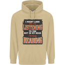 In My Head I'm Busy Reading Bookworm Mens 80% Cotton Hoodie Sand