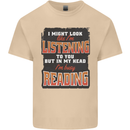In My Head I'm Busy Reading Bookworm Mens Cotton T-Shirt Tee Top Sand