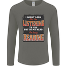 In My Head I'm Busy Reading Bookworm Mens Long Sleeve T-Shirt Charcoal