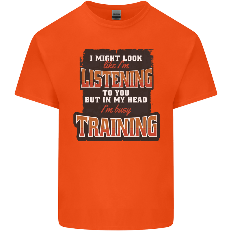In My Head I'm Busy Training Gym Bodybuilding Kids T-Shirt Childrens Orange