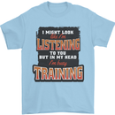 In My Head I'm Busy Training Gym Bodybuilding Mens T-Shirt 100% Cotton Light Blue