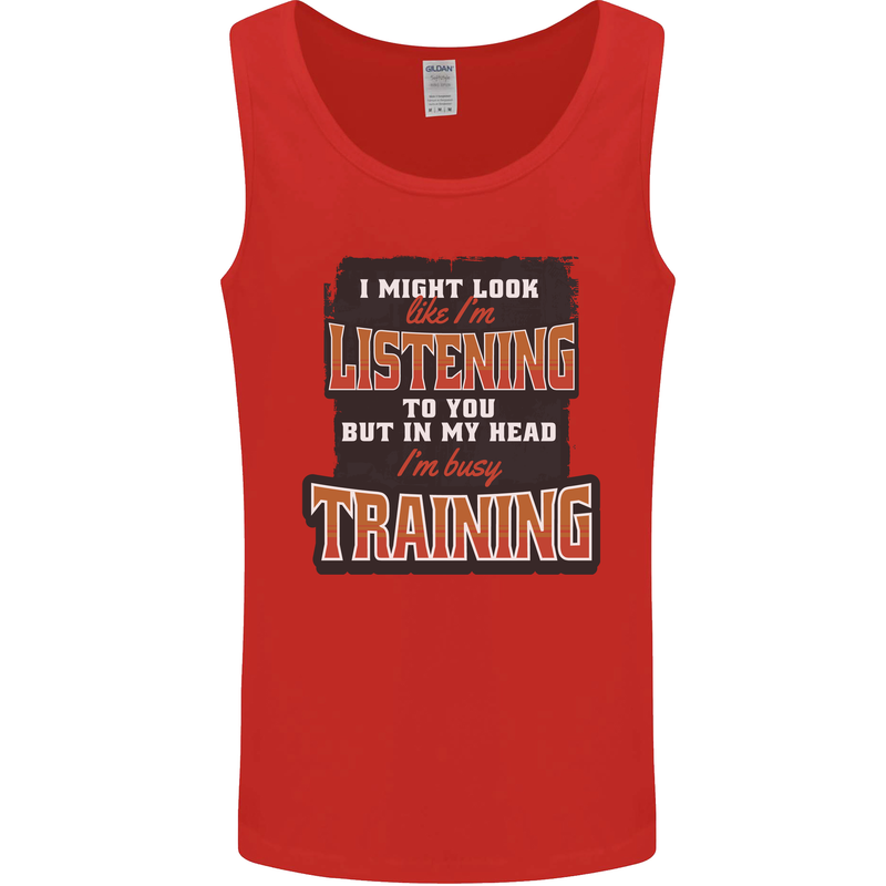 In My Head I'm Busy Training Gym Bodybuilding Mens Vest Tank Top Red