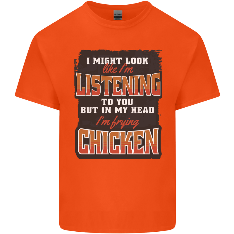 In My Head I'm Frying Chicken Funny Food Kids T-Shirt Childrens Orange