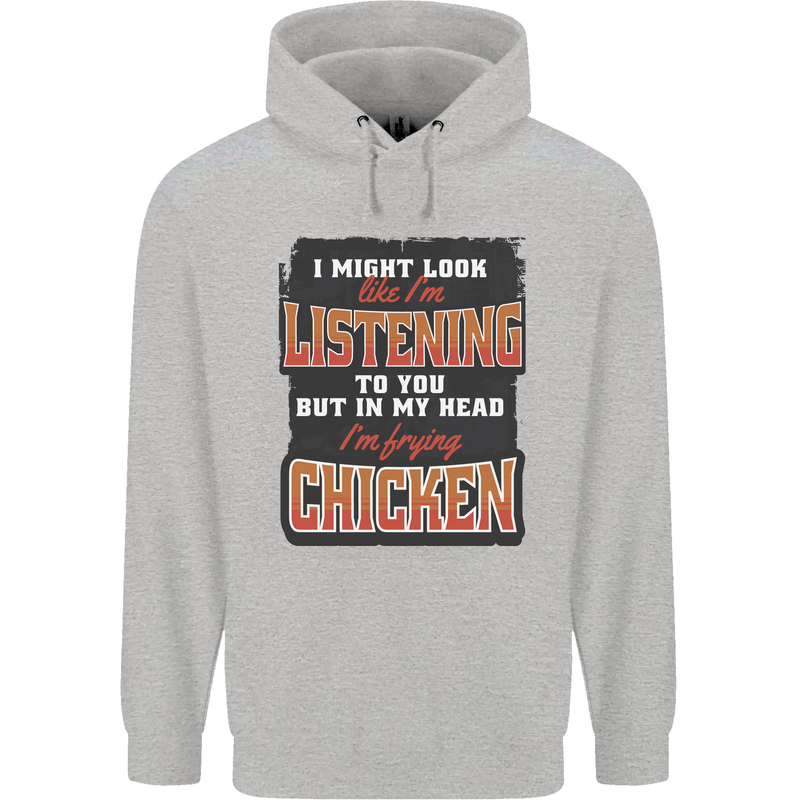 In My Head I'm Frying Chicken Funny Food Mens 80% Cotton Hoodie Sports Grey
