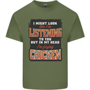 In My Head I'm Frying Chicken Funny Food Mens Cotton T-Shirt Tee Top Military Green
