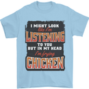 In My Head I'm Frying Chicken Funny Food Mens T-Shirt 100% Cotton Light Blue