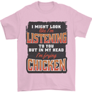 In My Head I'm Frying Chicken Funny Food Mens T-Shirt 100% Cotton Light Pink