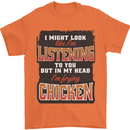 In My Head I'm Frying Chicken Funny Food Mens T-Shirt 100% Cotton Orange