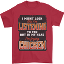 In My Head I'm Frying Chicken Funny Food Mens T-Shirt 100% Cotton Red