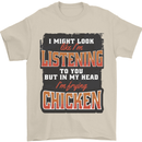 In My Head I'm Frying Chicken Funny Food Mens T-Shirt 100% Cotton Sand