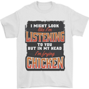 In My Head I'm Frying Chicken Funny Food Mens T-Shirt 100% Cotton White