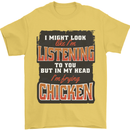 In My Head I'm Frying Chicken Funny Food Mens T-Shirt 100% Cotton Yellow