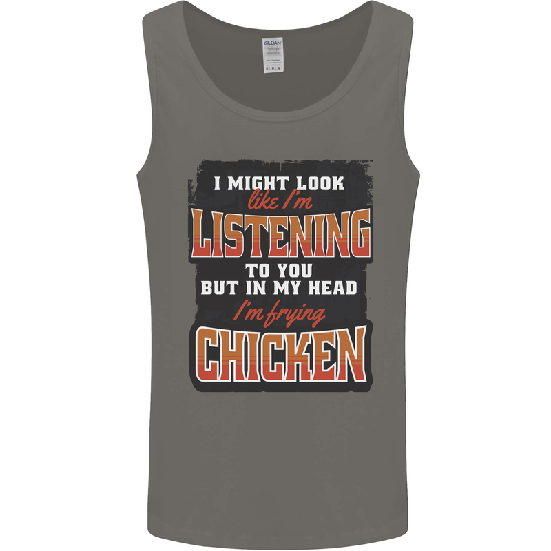 In My Head I'm Frying Chicken Funny Food Mens Vest Tank Top Charcoal