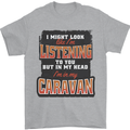 In My Head I'm In My Caravan Caravanning Funny Mens T-Shirt 100% Cotton Sports Grey