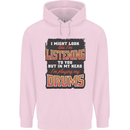 In My Head I'm Playing Drums Drummer Mens 80% Cotton Hoodie Light Pink