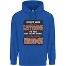 In My Head I'm Playing Drums Drummer Mens 80% Cotton Hoodie Royal Blue