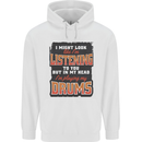 In My Head I'm Playing Drums Drummer Mens 80% Cotton Hoodie White
